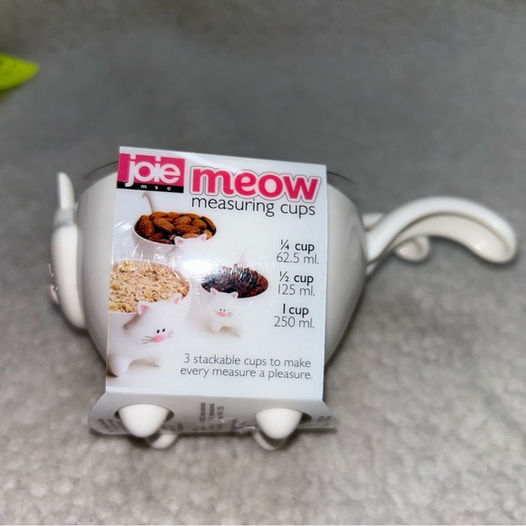 Meow kitty plastic measureing cups 2015 MSC 3 pc stackable white pink - Picture 6 of 8